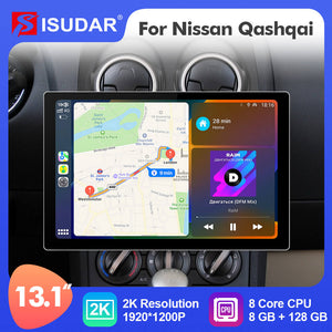 ISUDAR 2K 13.1 Inch 4G Sim Card Android 10 Car Radio For Nissan Qashqai J10 2006-2013