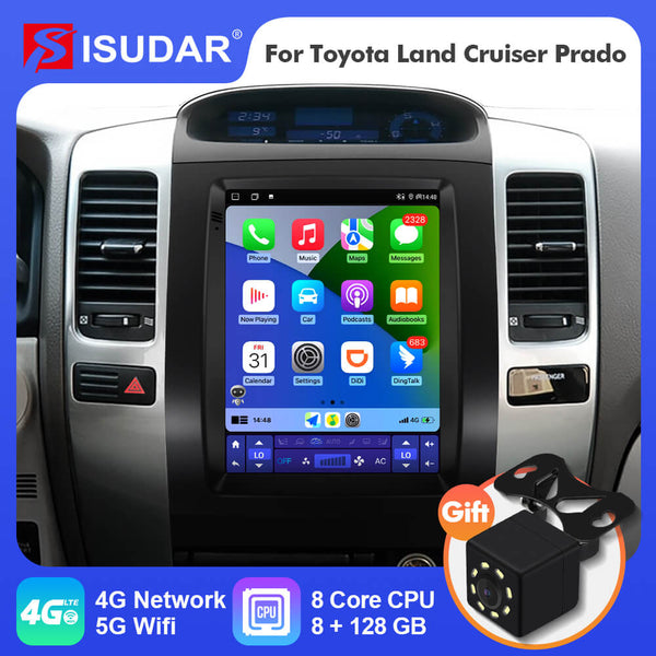 ISUDAR Android 12 Tesla style Car Radio For Toyota Land Cruiser Prado
