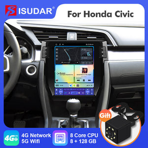 ISUDAR Android 12 Tesla Style Car Radio For Honda Civic 2016-2020 Auto Multimedia