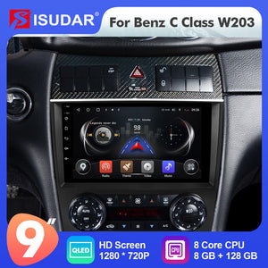 ISUDAR For Mercedes-Benz C Class W203 CLK-CLASS C209 2005-2009 Android QLED 1280*720P Car Multimedia RDS Stereo