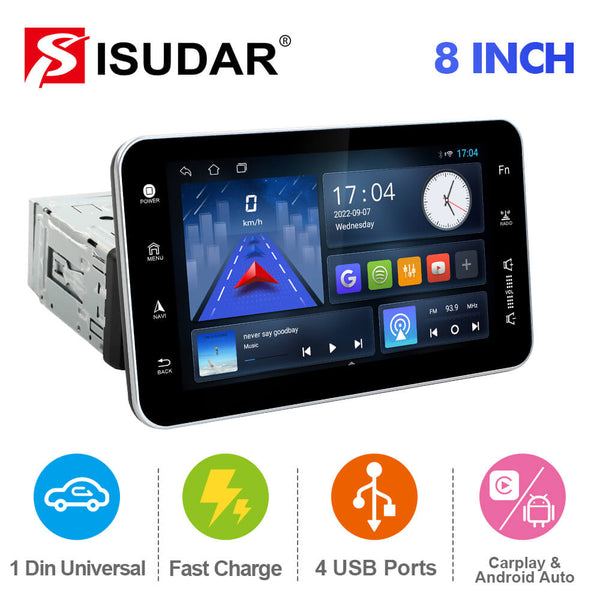 ISUDAR 1 DIN Android 10 Car Radio 8 Inch Screen Universal Car