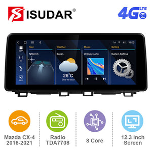 ISUDAR 12.3 Inch Android 12 Car Radio For Mazda CX-4 CX4 CX 4 2016-2021 GPS Auto Multimedia Stereo Player Carplay 4G 8 Core 2Din