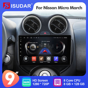 For Nissan Micra March 2010-2013 9inch QLED Android 12 Car Radio DVD Player Multimedia Navigation