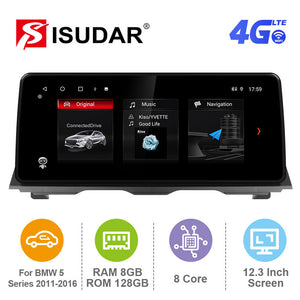 ISUDAR 12.3 Inch Android 12 Car Radio For BMW 5 Series F10 F11 2011-2016 CIC/NBT GPS Auto Multimedia Stereo