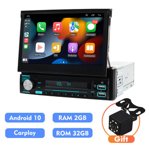 ISUDAR 1 Din Android 10 Car Radio 7" Retractable Screen Multimedia Video Player Carplay Android Auto Universal Car Audio No DVD
