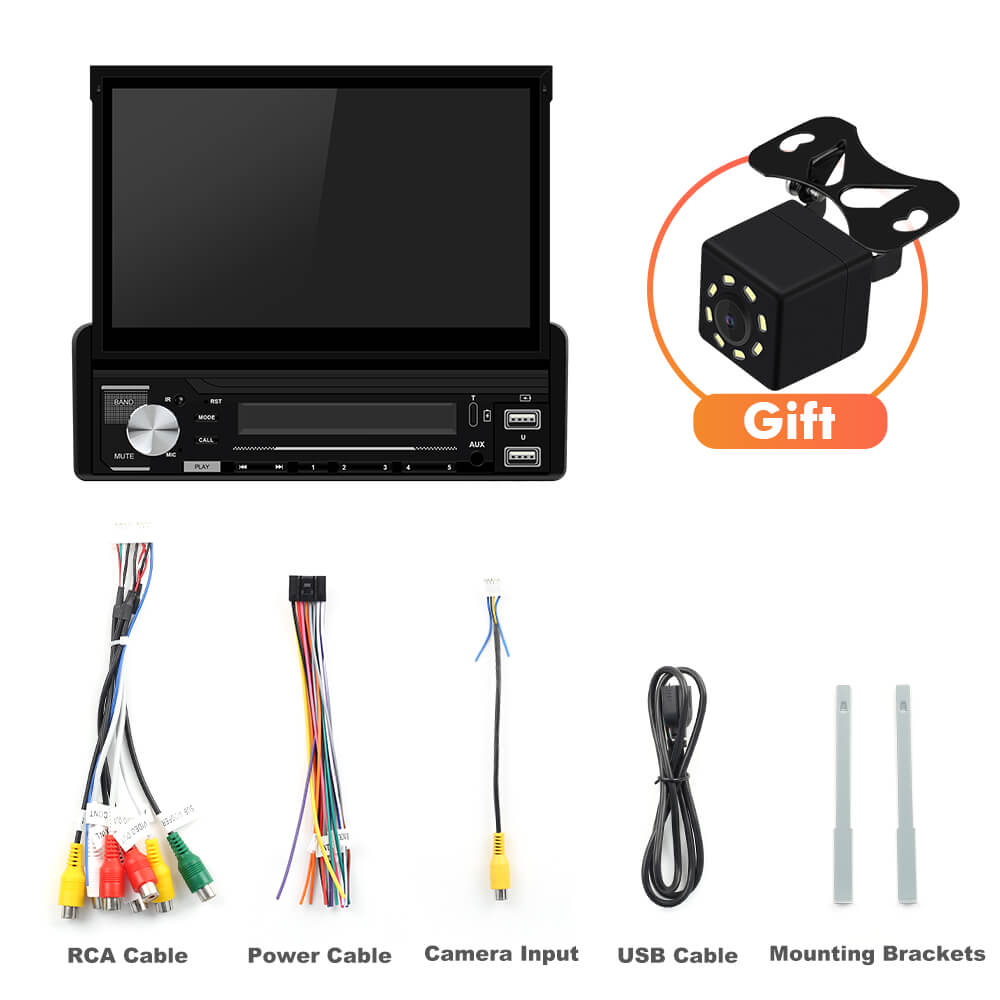 ISUDAR 1 Din Android 10 Car Radio 7" Retractable Screen Multimedia