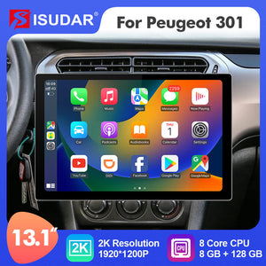 ISUDAR 2K 13.1 Inch 8 Core Android 10 Car Radio For Citroen/Elysee/Peugeot 301 2013 2014-
