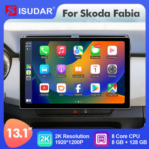 ISUDAR 2K 13.1 Inch 8 Core Android 10 Car Radio For Skoda Fabia 2015 2016 2017 2018 2019