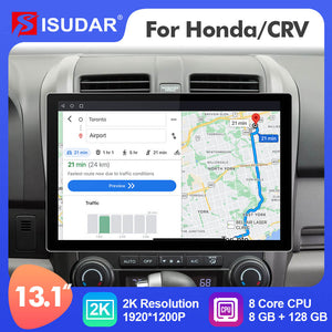 ISUDAR 2K 13.1'' Carplay Car Multimedia Radio Player For Honda/CRV/CR-V 2006 2007-2011 GPS Navigation