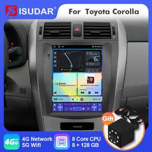 ISUDAR Android 12 Car Radio For Toyota Corolla E140 E150 2006-2013 Multimedia Player 2Din Tesla Vertical GPS Carplay Auto Stereo