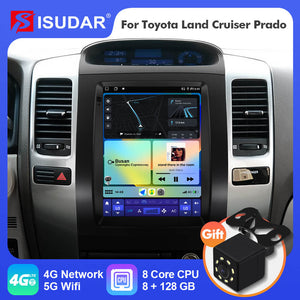 ISUDAR Android 12 Tesla style Car Radio For Toyota Land Cruiser Prado 120 2002-2009 Multimedia Player