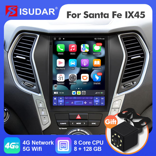 ISUDAR Android 12 Tesla Vertical Car Radio for Hyundai Santa Fe IX45