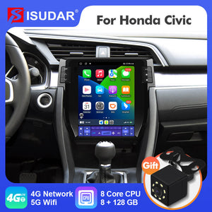 ISUDAR Android 12 Tesla Style Car Radio For Honda Civic 2016-2020 Auto Multimedia