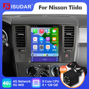ISUDAR Android 12 Tesla Style Vertical Screen Car Radio for Nissan Tiida C11 2004-2013 Multimedia Player