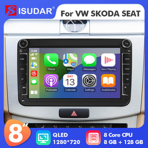 Isudar NEW UPGRADE! 8 Inch 1280*720P Car Radio Multimedia For VW/Volkswagen/POLO/Golf/Skoda/Seat/Leon/PASSAT B6 Auto GPS Carplay RAM 6GB