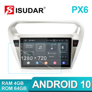 Isudar Voice control PX6 Android 10 1 Din Auto Radio For Citroen/Elysee/Peugeot 301 2013-2019 - ISUDAR Official Store