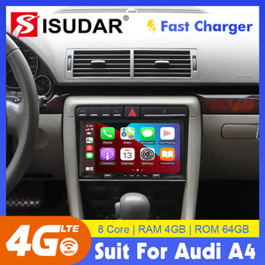 ISUDAR Android 10 QLED Car Radio For Audi A4 II 2 B6 III 3 B7 S4 RS4