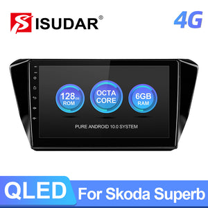Big screen 10.1 inch QLED 4G Auto radio For Skoda Superb 3 2016- - ISUDAR Official Store