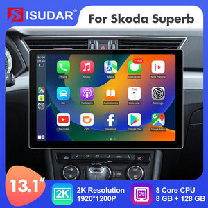 ISUDAR T72 2K 13.1 Inch 8 Core Android 10 Car Radio For Skoda Superb 3 2016-