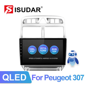 Isudar Voice control QLED Android 10 Car Radio For Peugeot 307 2002-2013 - ISUDAR Official Store