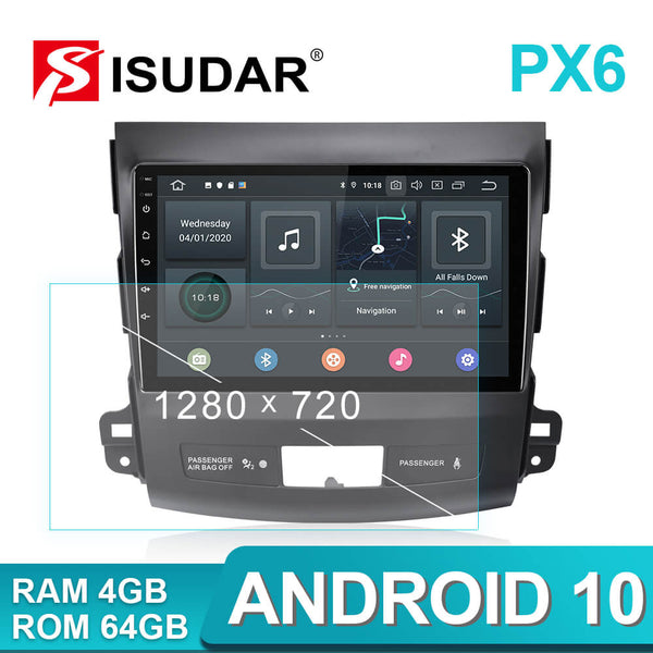 Isudar GPS 6 Core PX6 Android10 1 Din Auto Radio For Mitsubishi Outlander 2  2005-2011
